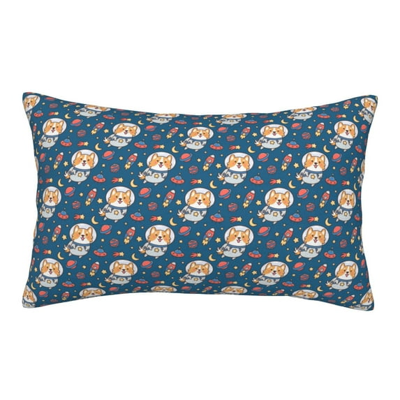 Gukieu Astronaut Corgi Dog Print Plush Pillow Cover, Hidden Zipper Pillow Protector without Pillow Core, Suitable for Bedroom, Office, Car Decoration-20"x30"