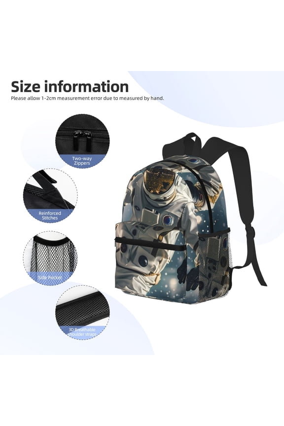 Astronaut Soccer Field Print Backpack, Waterproof Backpack with Adjustable Shoulder Straps, Suitable for Campus, Business, Travel, Unisex