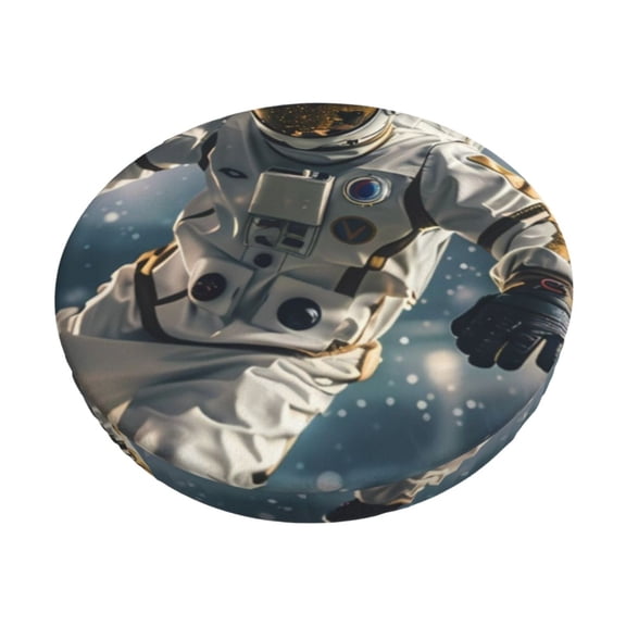 Gukieu Astronaut Soccer Field Print Round Chair Cover, Dust-proof and Non-slip Bar Chair Protective Cover, Suitable for Bars, Restaurants, Offices-13 inch