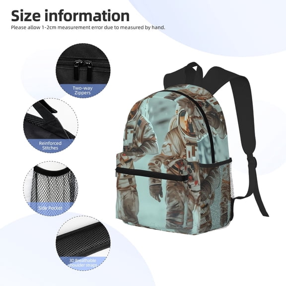 Gukieu Astronauts On Lunar Mission Print Backpack, Waterproof Backpack with Adjustable Shoulder Straps, Suitable for Campus, Business, Travel, Unisex