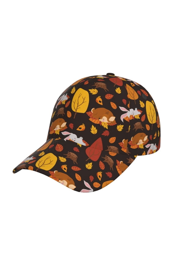 Autumn Forest Small Animals Lazy Prin Baseball Cap, Adjustable Sweat-wicking Daily,Travel, Sports Cap, Unisex