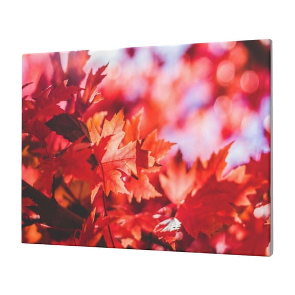 Gukieu Autumn Maple Leaves Print Horizontal Canvas Decorative Painting 12x16 Inch Shrinkage Resistant Frame Hanging Home Wall Art Decor