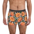 thumbnail image 1 of Gukieu Autumn Pumpkins Gingham Print Men's Boxer Briefs, High Elastic Moisture Wicking Boxer Briefs Underwear-Medium, 1 of 5
