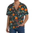 thumbnail image 1 of Gukieu Autumn with Pumpkins Print Men's Short-sleeved Shirts, Button-down Pocket Shirts, T-shirts, Beach Vacation Travel Summer Clothing-3X-Large, 1 of 5