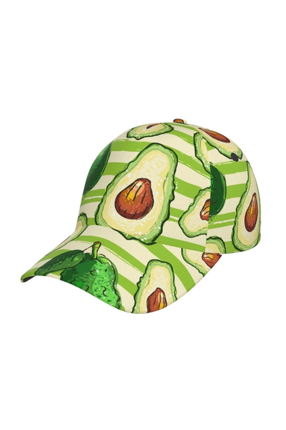 Avocado Green Striped Prin Baseball Cap, Adjustable Sweat-wicking Daily,Travel, Sports Cap, Unisex