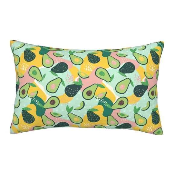 Gukieu Avocado Print Plush Pillow Cover, Hidden Zipper Pillow Protector without Pillow Core, Suitable for Bedroom, Office, Car Decoration-14"x20"