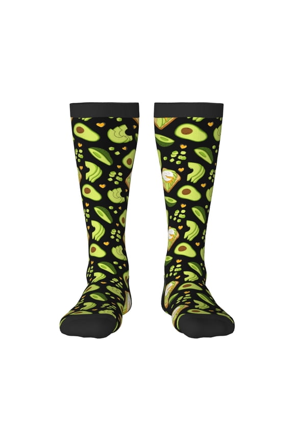Avocado Toast Print Contrast Color Stockings, Elastic Sports Socks Warm Socks Clothing Accessories, Adult Unisex