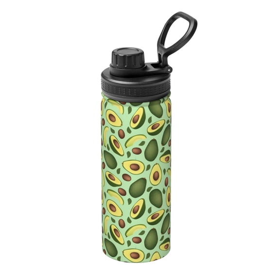 Gukieu Avocado With Seeds Print 18OZ Portable Sports Water Bottle, Stainless Steel Insulated Water Cup for Men and Women, Suitable for Gym, Travel, Camping