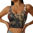 thumbnail image 1 of Gukieu Bald Eagle Soldier Print Women's Sports Vest, Low-neck U-shaped Removable Pad Sports Bra for Yoga, Exercise, Dance-XX-Large, 1 of 8