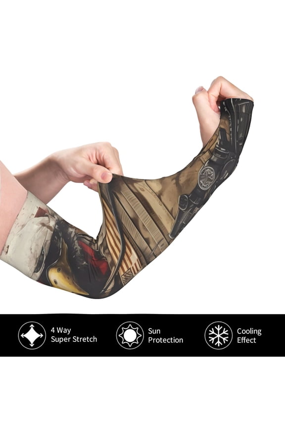 Bald Eagle Soldier for Adult Ice Silk Sun Protection Arm Sleeves, Moisture Wicking, UV Protection Outdoor Sports Arm Sleeves, Unisex