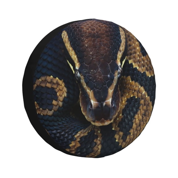 Gukieu Ball Phyton Snake Print Car Tire Cover, Adjustable Waterproof and Dustproof Tire Protection Cover, Suitable for SUV, Truck, Van-16 inch