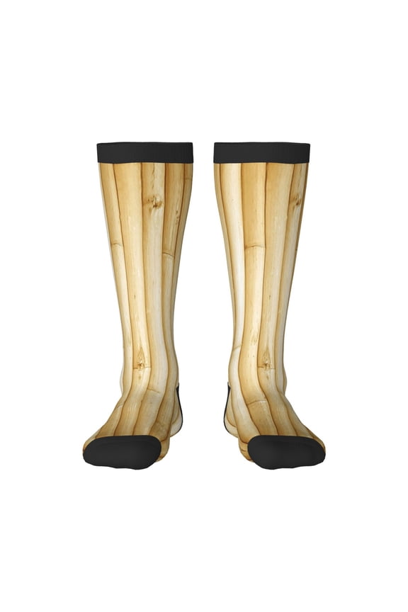 Bamboo Wall Print Contrast Color Stockings, Elastic Sports Socks Warm Socks Clothing Accessories, Adult Unisex