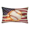 thumbnail image 1 of Gukieu Baseball Ball With Flag Print Plush Pillow Cover, Hidden Zipper Pillow Protector without Pillow Core, Suitable for Bedroom, Office, Car Decoration-16"x24", 1 of 6