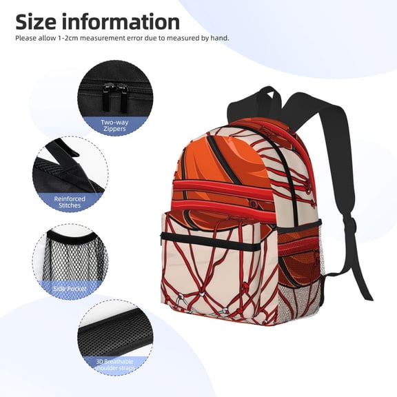 Gukieu Basketball Shot Print Backpack, Waterproof Backpack with Adjustable Shoulder Straps, Suitable for Campus, Business, Travel, Unisex