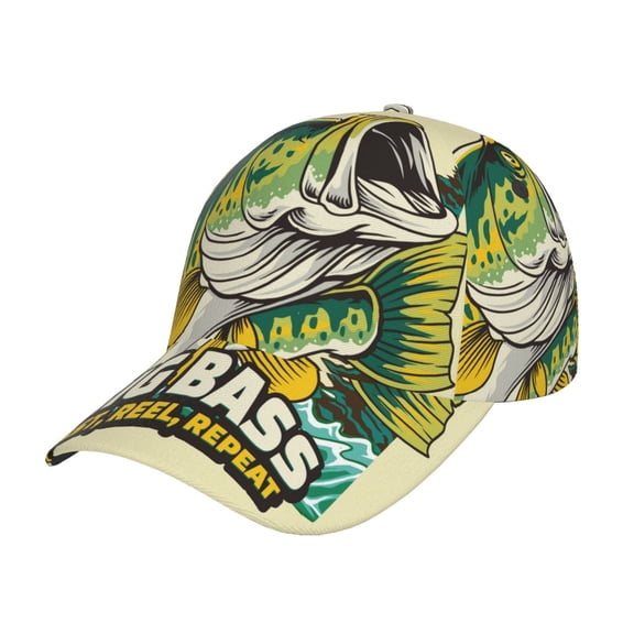 Gukieu Bass Fish and Water Prin Baseball Cap, Adjustable Sweat-wicking Daily,Travel, Sports Cap, Unisex
