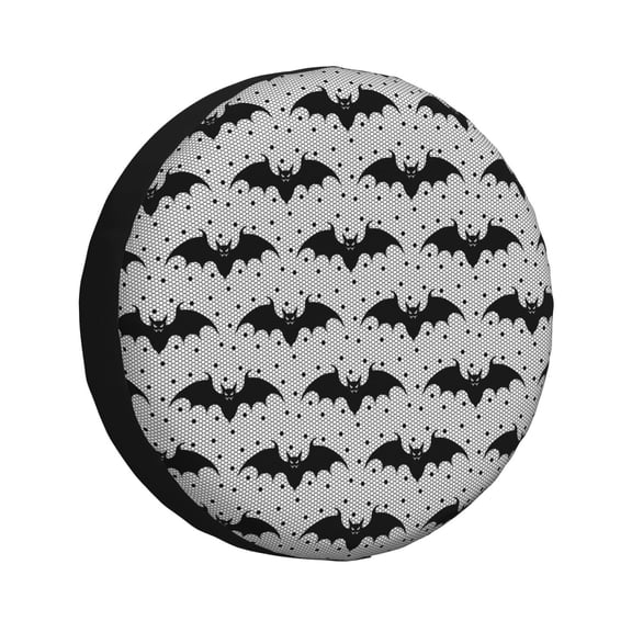 Gukieu Bat Print Car Tire Cover, Adjustable Waterproof and Dustproof Tire Protection Cover, Suitable for SUV, Truck, Van-14 inch