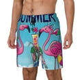 thumbnail image 1 of Gukieu Beach Flamingo Trio Print Men's Double Layer Sports Swim Trunks, Quick Dry Adjustable Waist Swim Shorts Swimwear-Large, 1 of 6