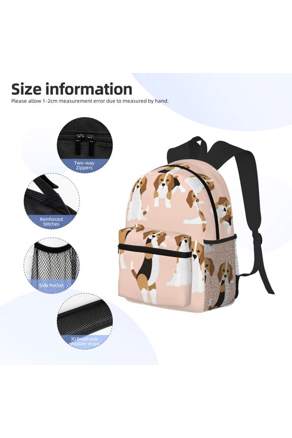 Beagle Dog On Brown Print Backpack, Waterproof Backpack with Adjustable Shoulder Straps, Suitable for Campus, Business, Travel, Unisex