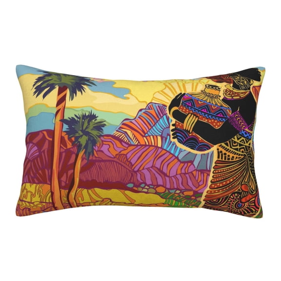 Gukieu Beautiful African Woman Print Plush Pillow Cover, Hidden Zipper Pillow Protector without Pillow Core, Suitable for Bedroom, Office, Car Decoration-14"x20"