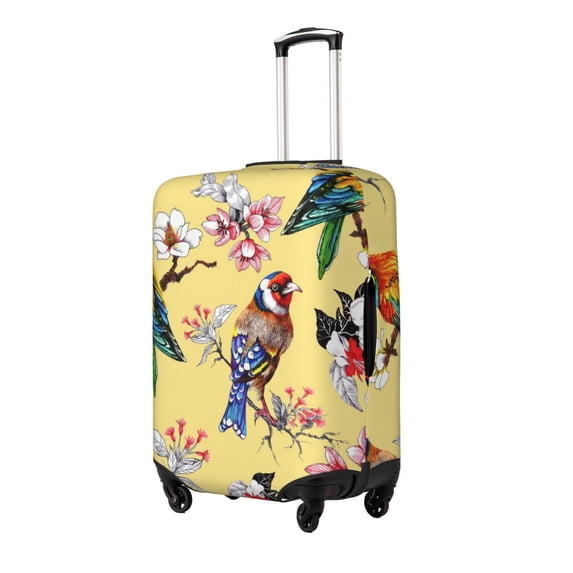 Gukieu Beautiful Bright Birds And Flowers Print Suitcase Protective Cover, Elastic Zipper Buckle Suitcase Protective Cover, Suitable for Travel, Business Trip-Large