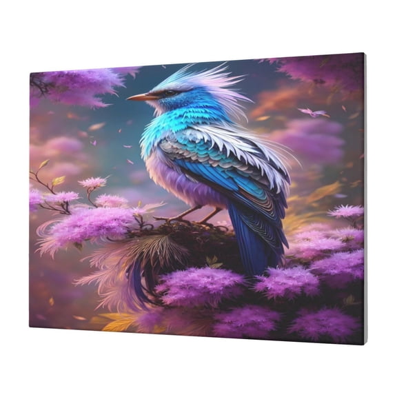 Gukieu Beautiful Flower Blue Bird Print Horizontal Canvas Decorative Painting 12x16 Inch Shrinkage Resistant Frame Hanging Home Wall Art Decor