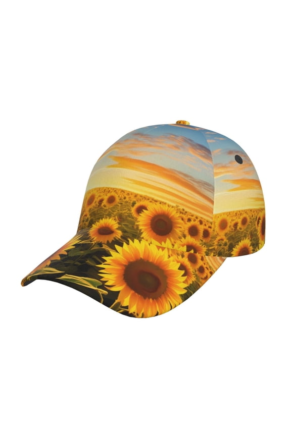 Beautiful Golden Sunflower Field Prin Baseball Cap, Adjustable Sweat-wicking Daily,Travel, Sports Cap, Unisex