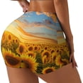 thumbnail image 1 of Gukieu Beautiful Golden Sunflower Field Print Women's Sports Shorts, Elastic Waist High Stretch Running Yoga Gym Sweatpants-X-Large, 1 of 8