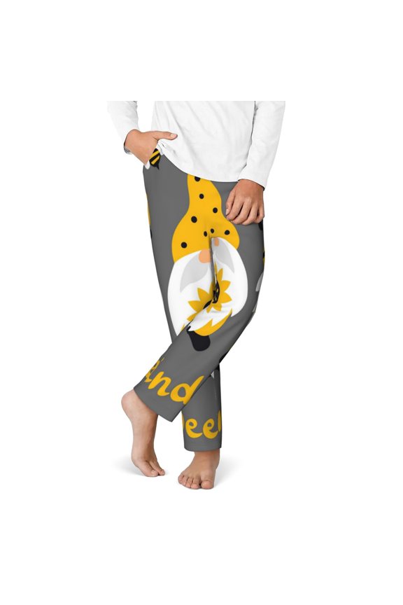 Bee Kind Print Youth Home Trousers, Elastic Waistband with Pockets for Home and Outing, Suitable for Children Aged 5-16-XS(5-6)