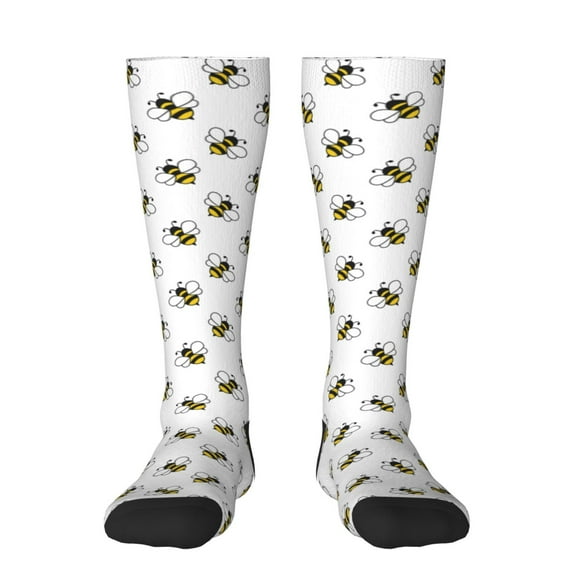 Gukieu Bee Print Contrast Color Stockings, Elastic Sports Socks Warm Socks Clothing Accessories, Adult Unisex