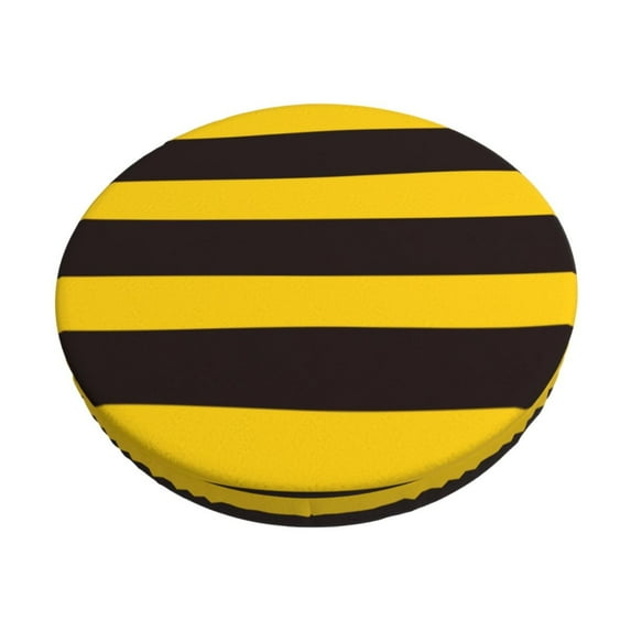 Gukieu Bee Stripe Print Round Chair Cover, Dust-proof and Non-slip Bar Chair Protective Cover, Suitable for Bars, Restaurants, Offices-14 inch