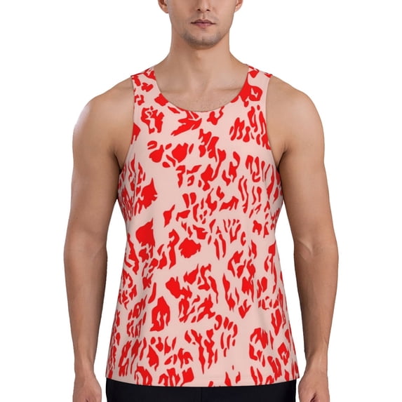 Gukieu Beef1 Print Men's Quick Dry Fitness Vest, Round Neck Sleeveless Fitness Bodybuilding Top-4X-Large