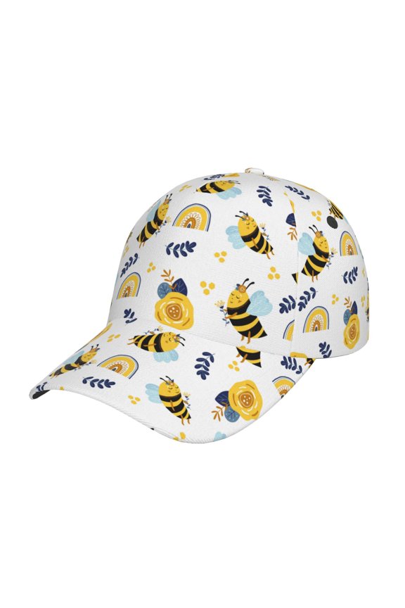 Bees And Rainbows Prin Baseball Cap, Adjustable Sweat-wicking Daily,Travel, Sports Cap, Unisex