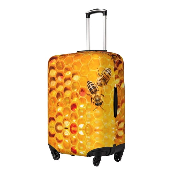Gukieu Bees on Hive Honeycomb Print Suitcase Protective Cover, Elastic Zipper Buckle Suitcase Protective Cover, Suitable for Travel, Business Trip-Medium