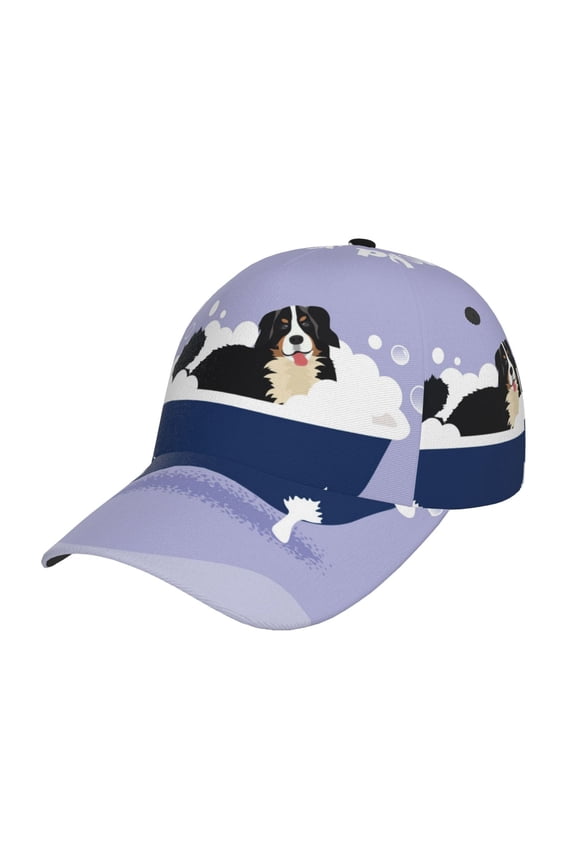 Bernese Mountain Dog Sitting Bath Tub Prin Baseball Cap, Adjustable Sweat-wicking Daily,Travel, Sports Cap, Unisex