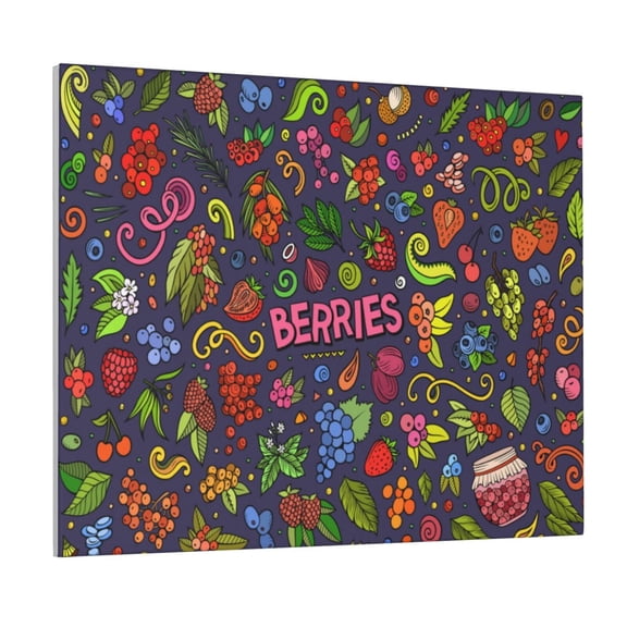 Gukieu Berry Fruits Print Canvas Decorative Hanging Painting, Waterproof Art Wall Decoration with Frame, Suitable for Living Room, Bedroom