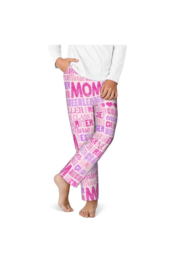 Best Mom ever Print Youth Home Trousers, Elastic Waistband with Pockets for Home and Outing, Suitable for Children Aged 5-16-Large