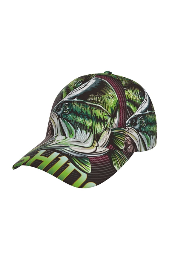 Big Bass Fish Prin Baseball Cap, Adjustable Sweat-wicking Daily,Travel, Sports Cap, Unisex