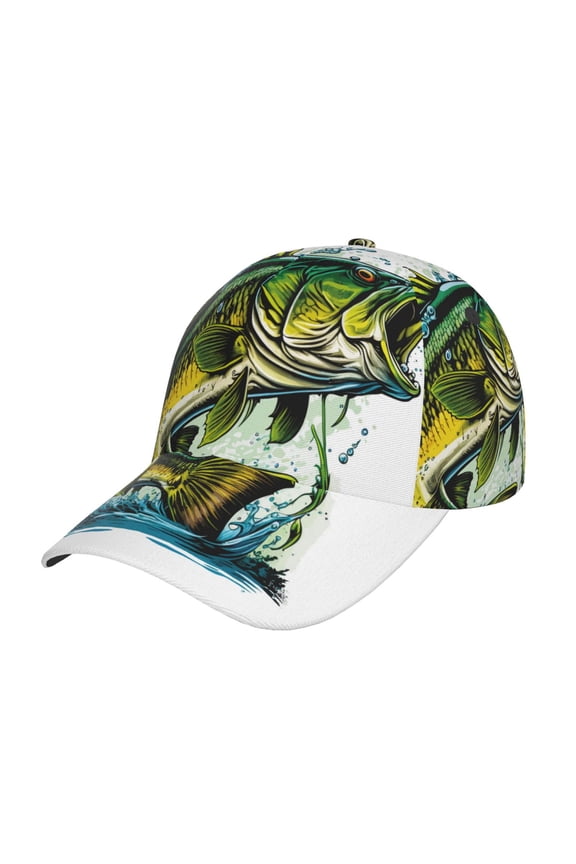 Big bass fish Prin Baseball Cap, Adjustable Sweat-wicking Daily,Travel, Sports Cap, Unisex