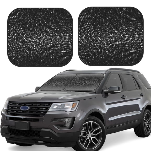 Gukieu Black And White Dotted Print Car Windshield Sun Visor, Foldable Anti-UV Car Sun Visor Suitable for Vans, Trucks Car Accessories-Small