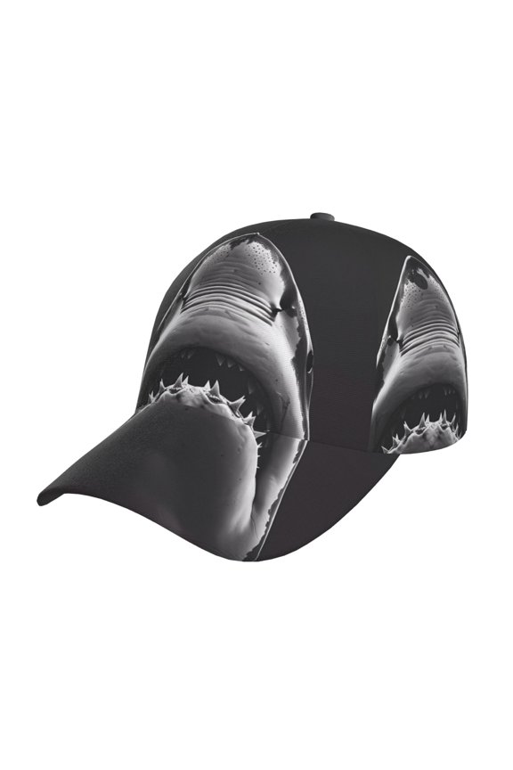 Black And White Shark Prin Baseball Cap, Adjustable Sweat-wicking Daily,Travel, Sports Cap, Unisex