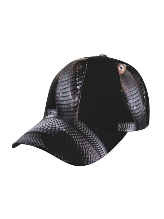 Black Cobra Snake Prin Baseball Cap, Adjustable Sweat-wicking Daily,Travel, Sports Cap, Unisex