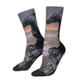 thumbnail image 1 of Gukieu Black Dragon Cliff Dawn Print Contrast Color Mid-calf Socks, Sweat-wicking Athletic Socks, Unisex Clothing Accessories, 1 of 6