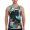 thumbnail image 1 of Gukieu Black Panther Floral Illustration Print Men's Quick Dry Fitness Vest, Round Neck Sleeveless Fitness Bodybuilding Top-3X-Large, 1 of 7
