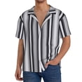 thumbnail image 1 of Gukieu Black White Gray Mexican Blanket Serape Stripes Print Men's Short-sleeved Shirts, Button-down Pocket Shirts, T-shirts, Beach Vacation Travel Summer Clothing-Medium, 1 of 5