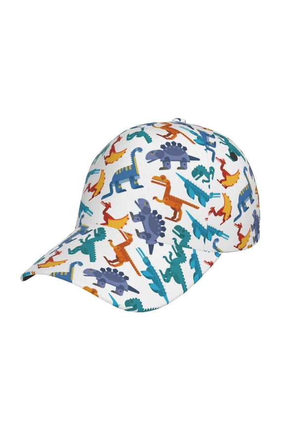 Block Dinosaur Prin Baseball Cap, Adjustable Sweat-wicking Daily,Travel, Sports Cap, Unisex