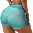 thumbnail image 1 of Gukieu Blue And Turquoise Print Women's Sports Shorts, Elastic Waist High Stretch Running Yoga Gym Sweatpants-Medium, 1 of 8