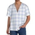 thumbnail image 1 of Gukieu Blue Checkboard Print Men's Short-sleeved Shirts, Button-down Pocket Shirts, T-shirts, Beach Vacation Travel Summer Clothing-Medium, 1 of 5