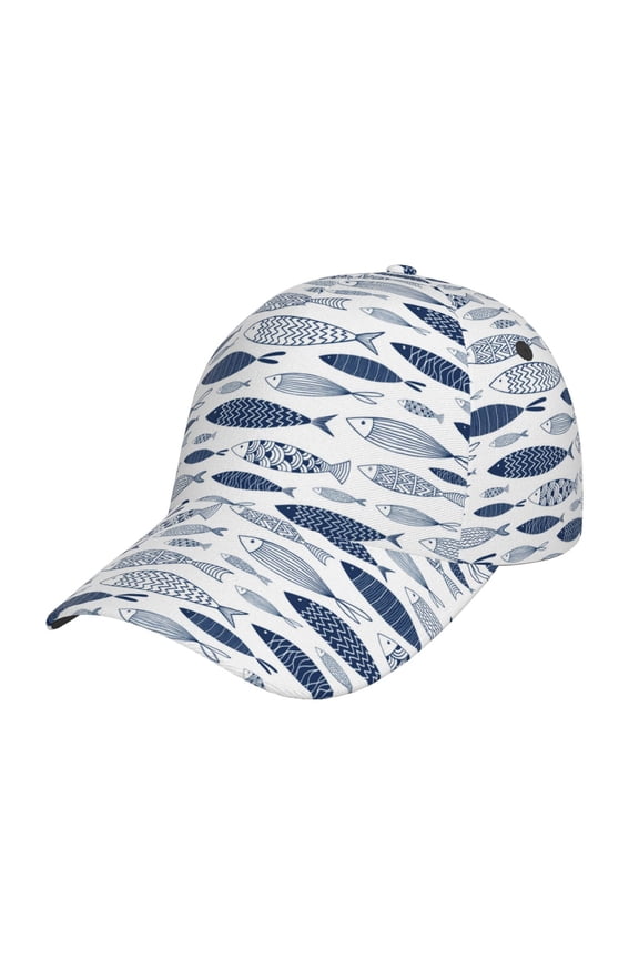 Blue Fish Prin Baseball Cap, Adjustable Sweat-wicking Daily,Travel, Sports Cap, Unisex