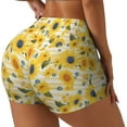 thumbnail image 1 of Gukieu Blue Floral Sunflower Print Women's Sports Shorts, Elastic Waist High Stretch Running Yoga Gym Sweatpants-Medium, 1 of 8