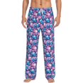 thumbnail image 1 of Gukieu Blue Flower Skull Print Men's Home Trousers, Elastic Drawstring Home Pajamas Clothing Suitable for Adult Men-3X-Large, 1 of 6